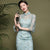 Robe crayon de style chinois Cheongsam moderne à col et manches illusion