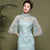 Vestido de tubo estilo chino cheongsam moderno con cuello y mangas ilusión
