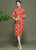 Floral Corduroy Modern Cheongsam Chinese Style Pencil Dress