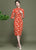 Floral Corduroy Modern Cheongsam Chinese Style Pencil Dress