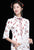 Trumpet Sleeve Floral Corduroy Modern Cheongsam Chinese Style Pencil Dress