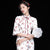 Vestido de tubo estilo chino cheongsam moderno de pana floral con manga de trompeta