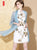 Vestido chino floral cheongsam de una línea de seda real de 2 capas sin mangas