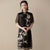 Robe chinoise Cheongsam moderne en soie véritable à manches illusion à broderie florale