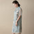 Floral Embroidery Illusion Sleeve Real Silk Modern Cheongsam Chinese Dress