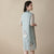 Floral Embroidery Illusion Sleeve Real Silk Modern Cheongsam Chinese Dress