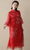 Floral Embroidery Trumpet Sleeve Organza Modern Cheongsam Chinese Dress