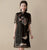 Vestido chino informal cheongsam moderno de seda y organza con bordado floral