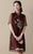 Robe chinoise décontractée en soie et organza à broderies florales