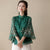 Trumpet Sleeve Floral Embroidery Cheongsam Top Chinese Blouse