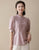 Puff Sleeve Floral Embroidery Silk & Cotton Cheongsam Top Chinese Blouse