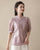 Puff Sleeve Floral Embroidery Silk & Cotton Cheongsam Top Chinese Blouse