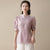 Blusa china con parte superior de cheongsam de seda y algodón con bordado floral y mangas abullonadas