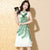 Phoenix Embroidery Modern Cheongsam Chinese Dress with Pleated Skirt