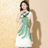 Phoenix Embroidery Modern Cheongsam Chinese Dress with Pleated Skirt