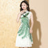 Phoenix Embroidery Modern Cheongsam Chinese Dress with Pleated Skirt