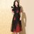 Floral Embroidery Modern Cheongsam A-Line Chinese Dress with Tulle