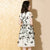 Butterfly & Floral Embroidery Modern Cheongsam Chinese Dress with Expansion Skirt