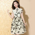 Butterfly & Floral Embroidery Modern Cheongsam Chinese Dress with Expansion Skirt