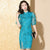 Puff Sleeve Floral Embroidery Modern Cheongsam Chinese Dress