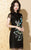 Vestido chino cheongsam moderno de seda real con bordado floral de manga casquillo