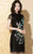 Cap Sleeve Floral Embroidery Real Silk Modern Cheongsam Chinese Dress