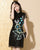 Cap Sleeve Floral Embroidery Real Silk Modern Cheongsam Chinese Dress