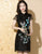 Cap Sleeve Floral Embroidery Real Silk Modern Cheongsam Chinese Dress