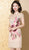Robe chinoise Cheongsam moderne en soie véritable avec broderie florale et mancherons