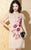 Cap Sleeve Floral Embroidery Real Silk Modern Cheongsam Chinese Dress