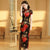 Cap Sleeve Mandarin Collar Traditional Cheongsam Floral Chinese Dress