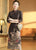 3/4 Sleeve Floral Velvet Traditional Cheongsam Chinese Dress with Lace Edge