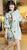 Butterfly & Floral Pattern Wool Cheongsam Chinese Dress with Lace Edge