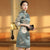 3/4 Sleeve Floral Brocade Knee Length Cheongsam Chinese Dress