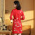 3/4 Sleeve Floral Embroidery Knee Length Cheongsam Chinese Dress
