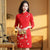 3/4 Sleeve Floral Embroidery Knee Length Cheongsam Chinese Dress