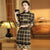 Plaids & Checks Pattern Wool Knee Length Cheongsam Chinese Dress