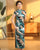 Cap Sleeve Floral Velvet Cheongsam Chinese Dress with Lace Edge