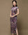 Cap Sleeve Tea Length Floral Velvet Retro Cheongsam Chinese Dress