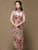 Cap Sleeve Tea Length Floral Velvet Retro Cheongsam Chinese Dress