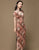 Mandarin Collar Tea Length Floral Velvet Retro Cheongsam Chinese Dress
