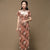 Mandarin Collar Tea Length Floral Velvet Retro Cheongsam Chinese Dress