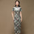 Mandarin Collar Tea Length Floral Velvet Retro Cheongsam Chinese Dress