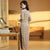 3/4 Sleeve Polka Dots Velvet Retro Cheongsam Chinese Dress with Lace Edge