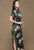 Short Sleeve Floral Velvet Retro Cheongsam Chinese Dress with Lace Edge