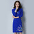 Floral Embroidery Knee Length Cheongsam Chinese Style Sweater Dress