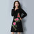 Long Sleeve Floral Embroidery Cheongsam Chinese Style Sweater Dress