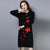 Abito maglione stile cinese cheongsam a maniche lunghe con ricamo floreale