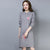 Floral Embroidery Long Sleeve Knee Length Cheongsam Bodycon Sweater Dress