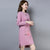 Floral Embroidery Long Sleeve Knee Length Cheongsam Bodycon Sweater Dress